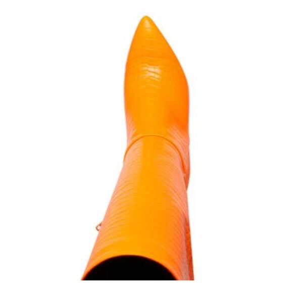 MADDEN GIRL Womens Orange Croco-Chantelle Pointed Toe Stiletto Boots 5.5 - Picture 3 of 4